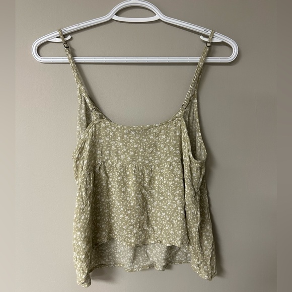 Abercrombie & Fitch Trapeze Cropped Floral Sage Green Cami Top - Picture 3 of 5